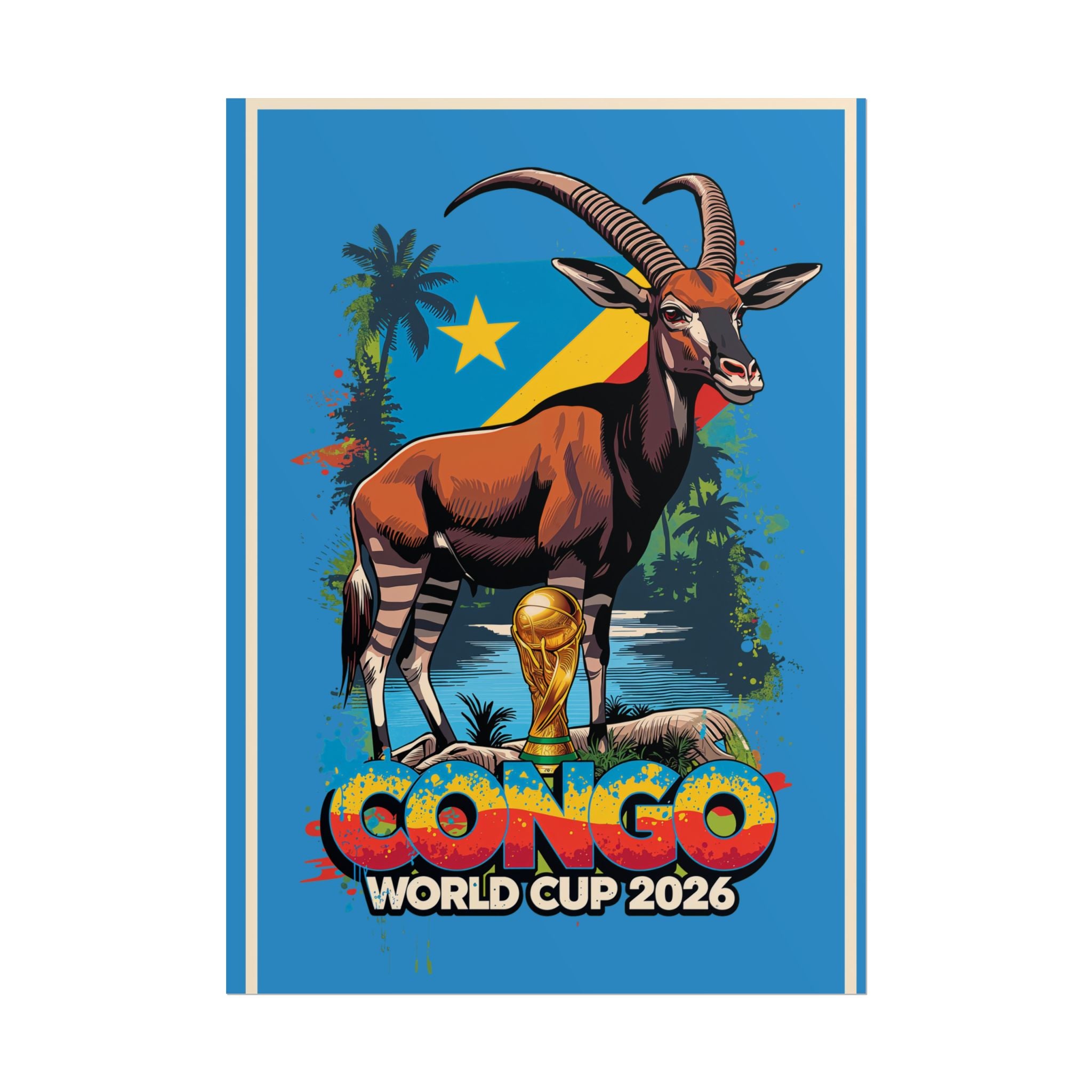 DR Congo Soccer Poster 2026 World Cup Leopards Wall Art Football Team Print