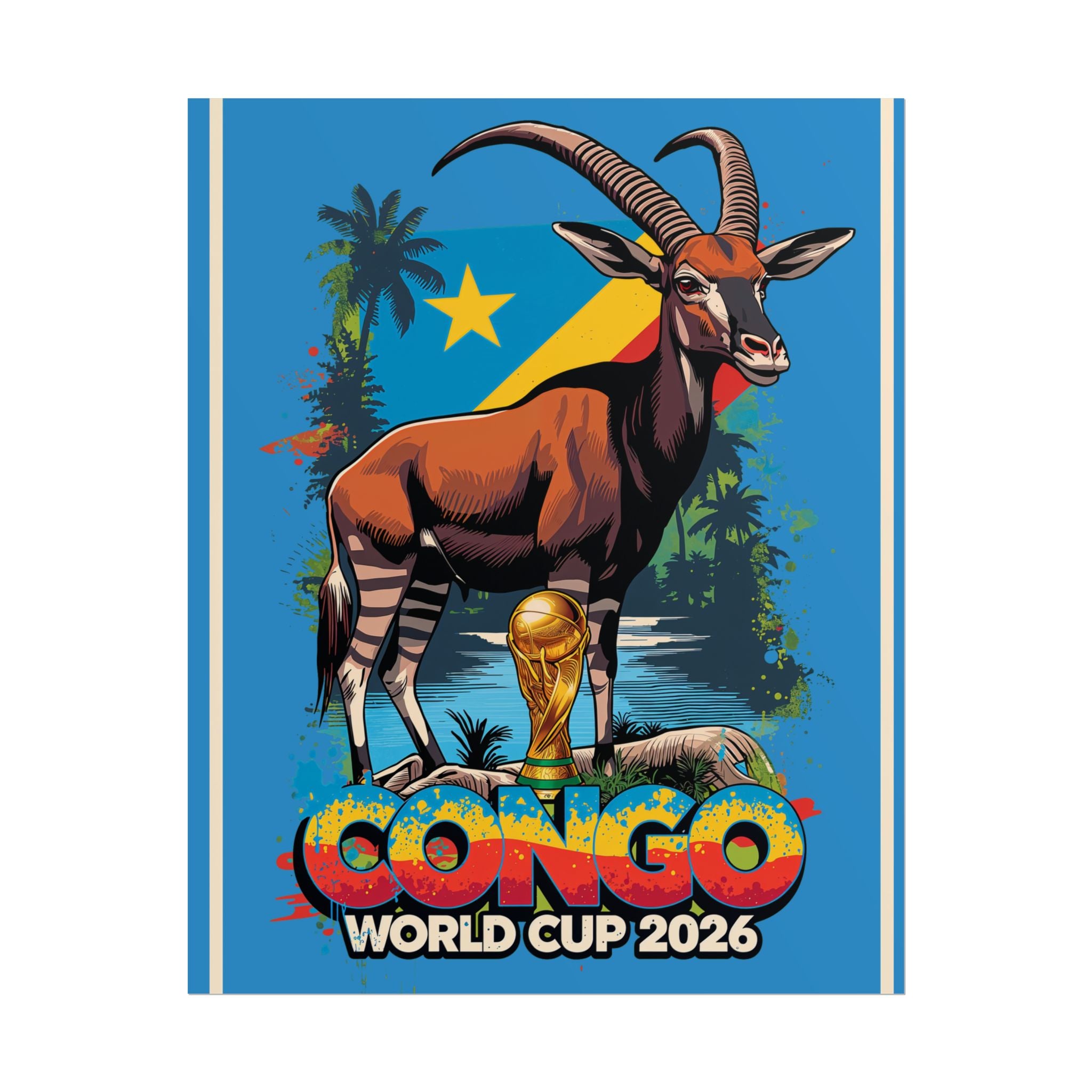DR Congo Soccer Poster 2026 World Cup Leopards Wall Art Football Team Print