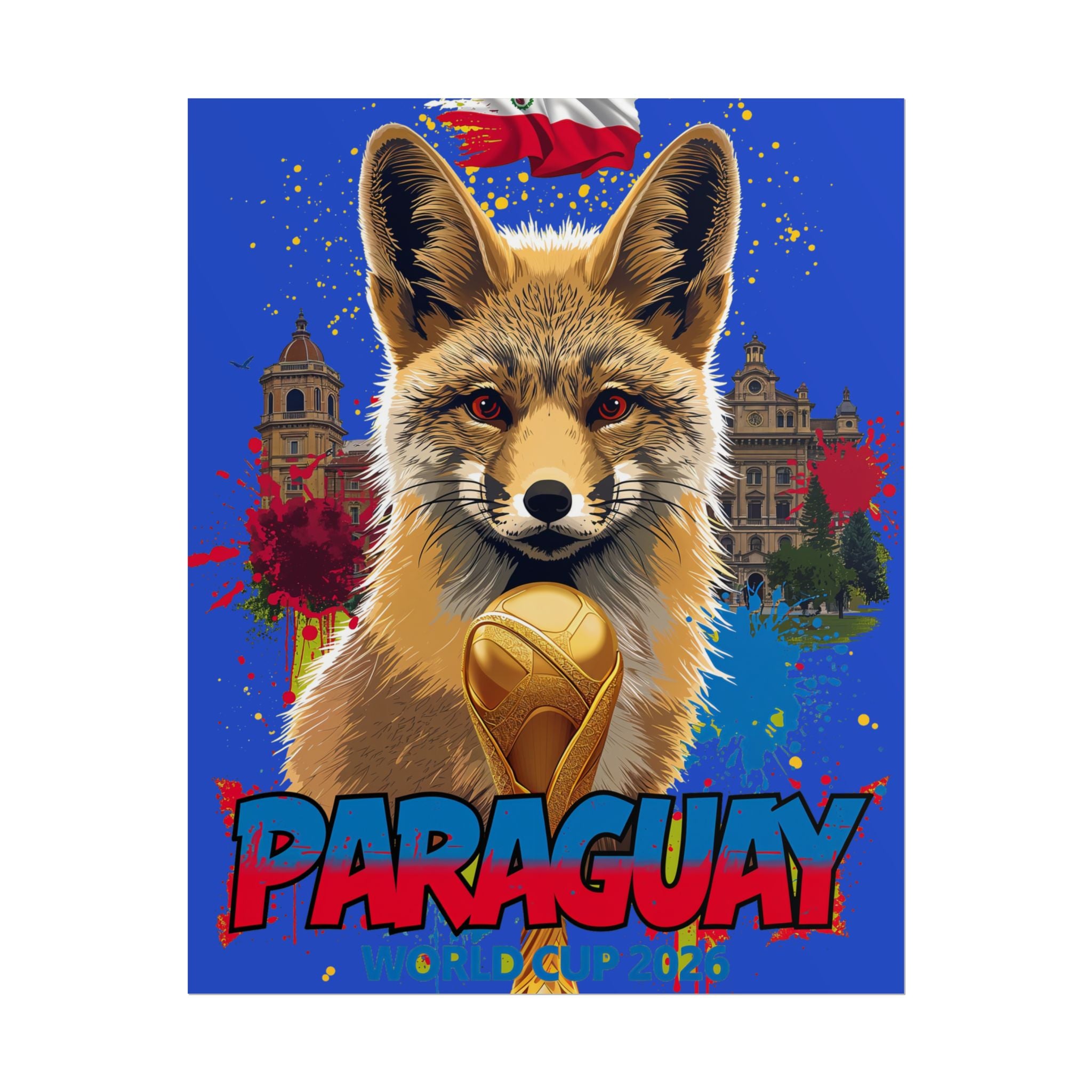 Title: Paraguay Soccer Poster 2026 World Cup Albirroja Wall Art Football Team
