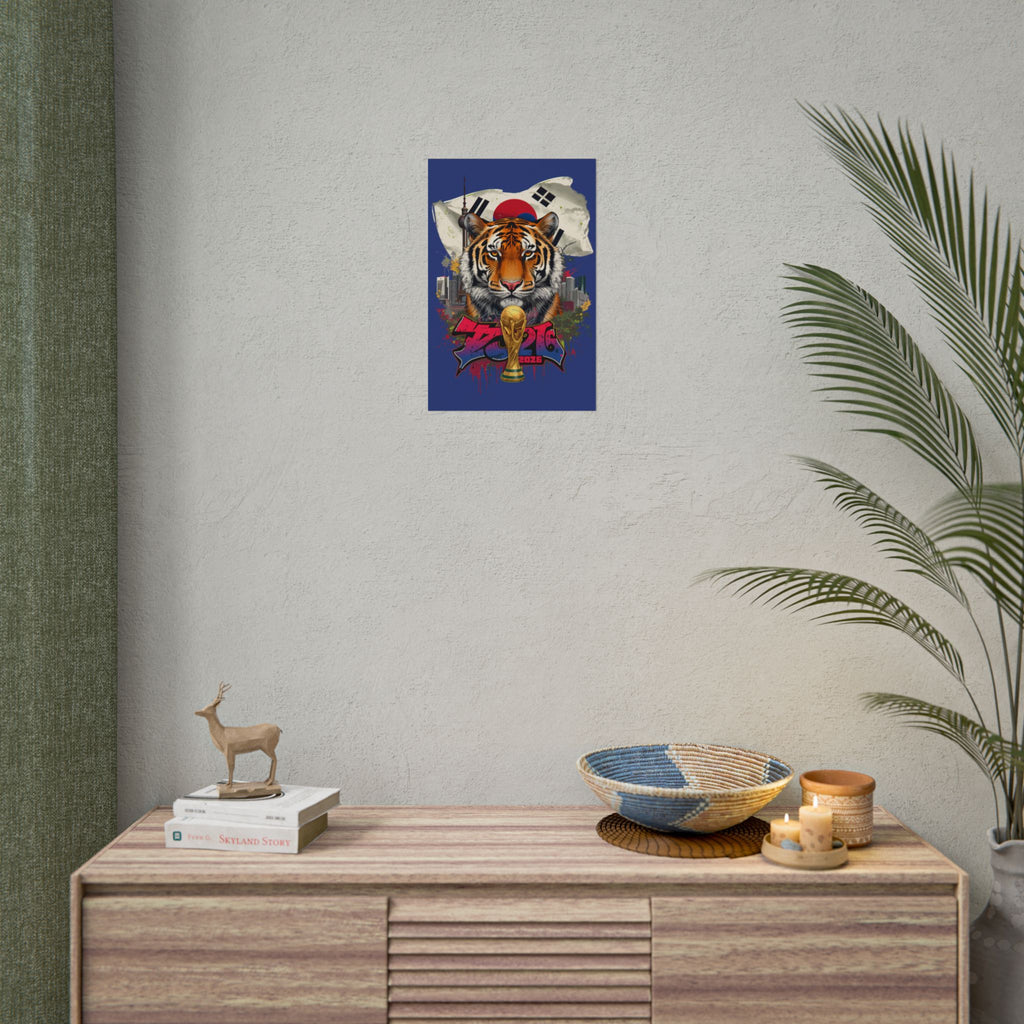Rolled Poster — Korea World Cup Tiger Design with Trophy & Flag