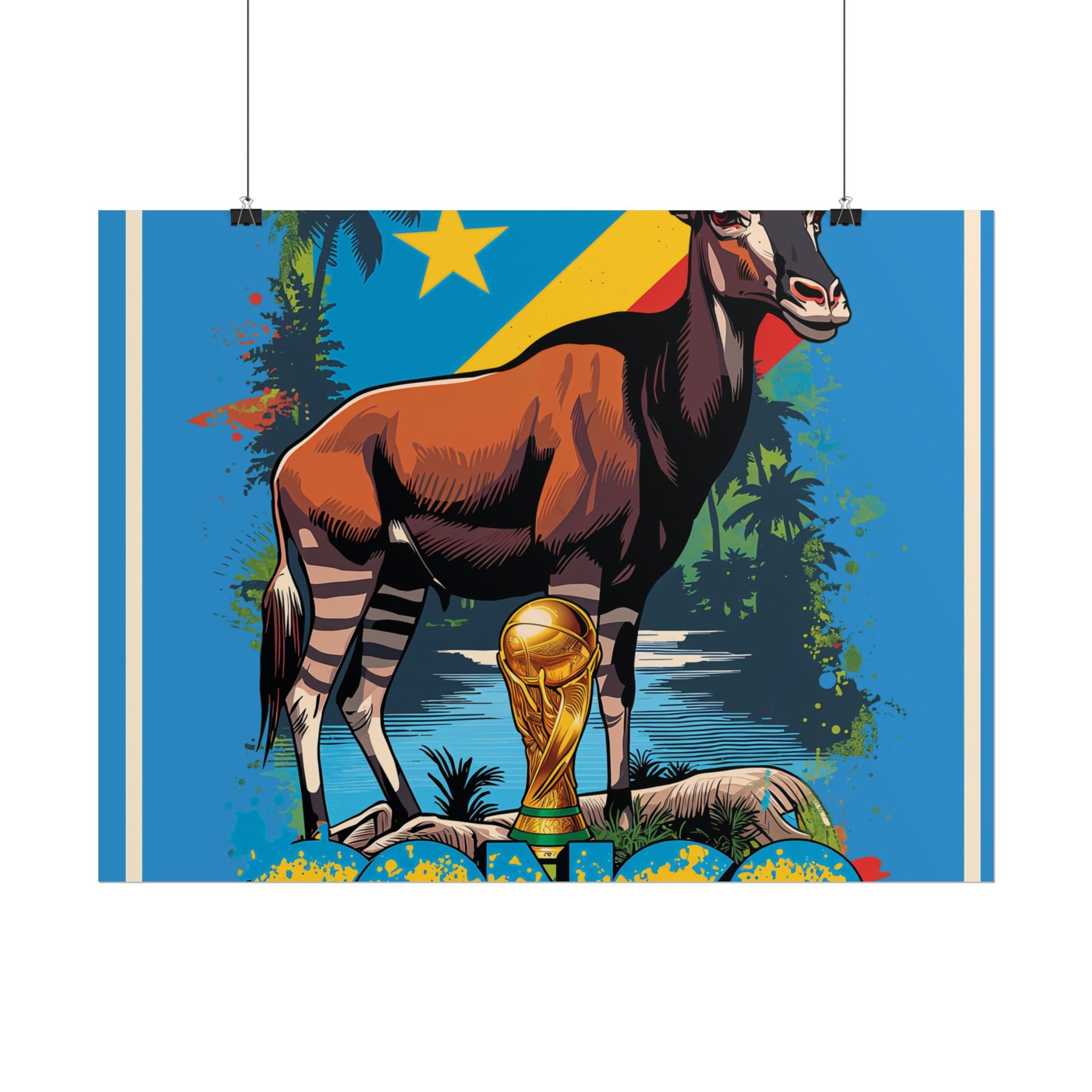 DR Congo Soccer Poster 2026 World Cup Leopards Wall Art Football Team Print