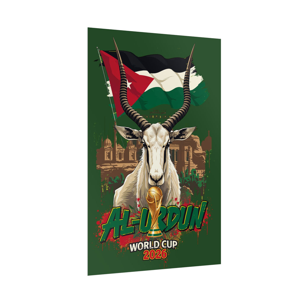 Rolled Poster — Al-Urdun World Cup 2026 Flag & Antelope Football Art