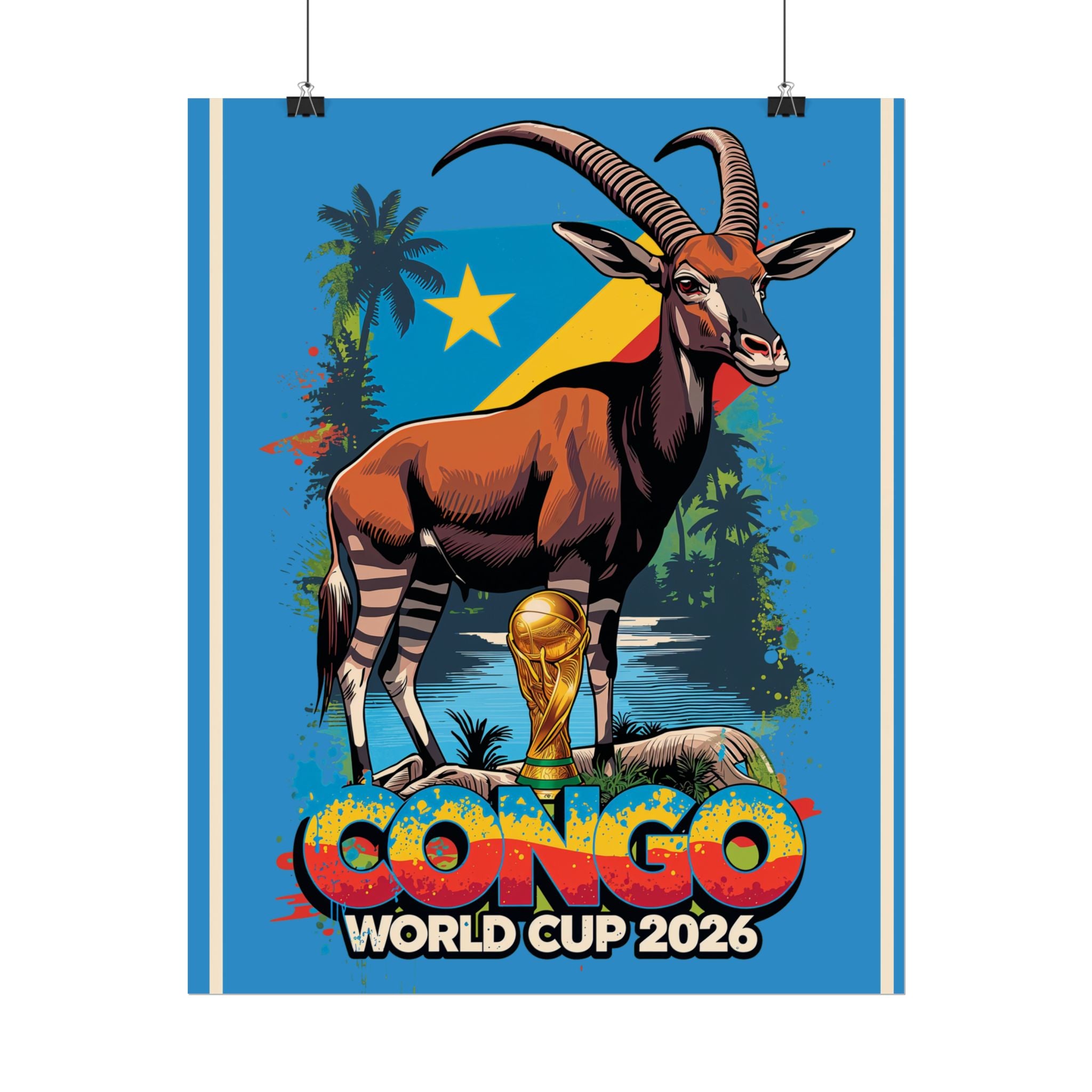 DR Congo Soccer Poster 2026 World Cup Leopards Wall Art Football Team Print