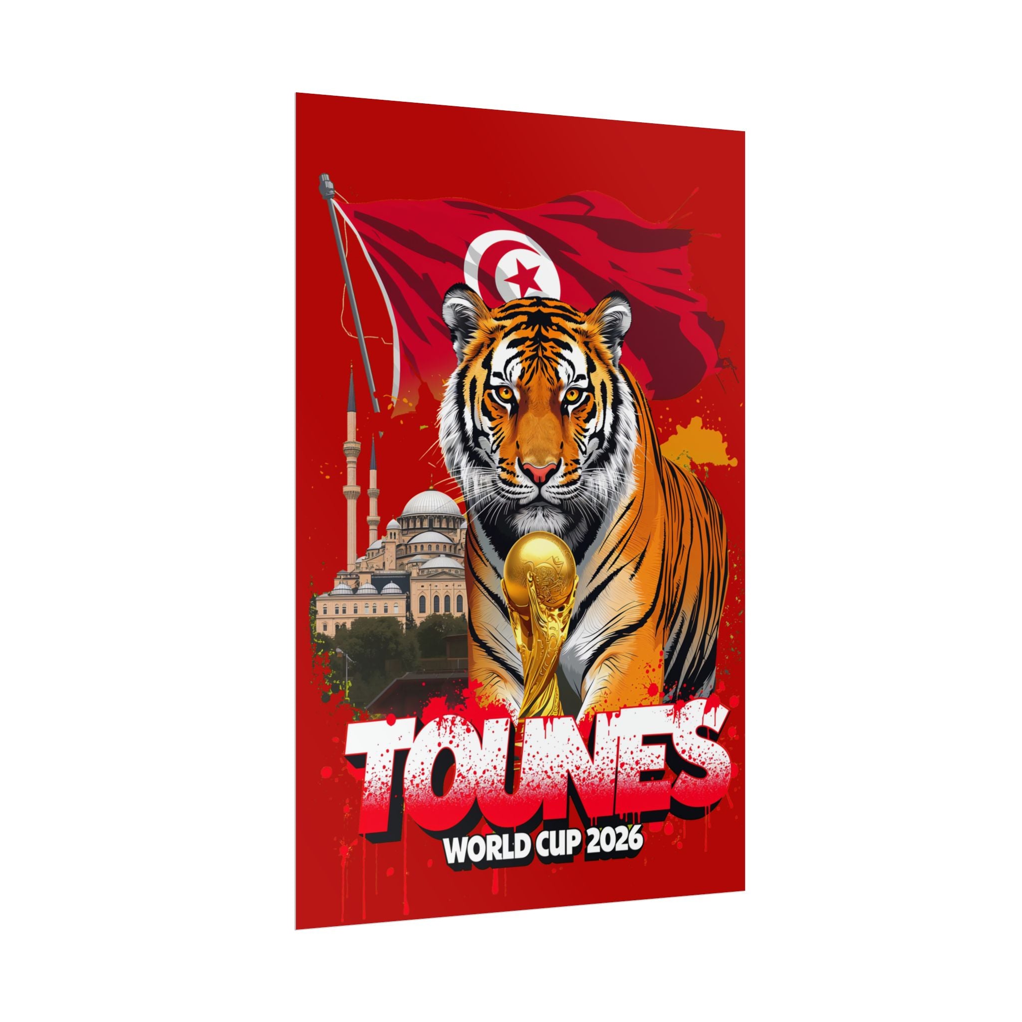 Tunisia World Cup 2026 Poster — Tiger & Trophy Rolled Poster