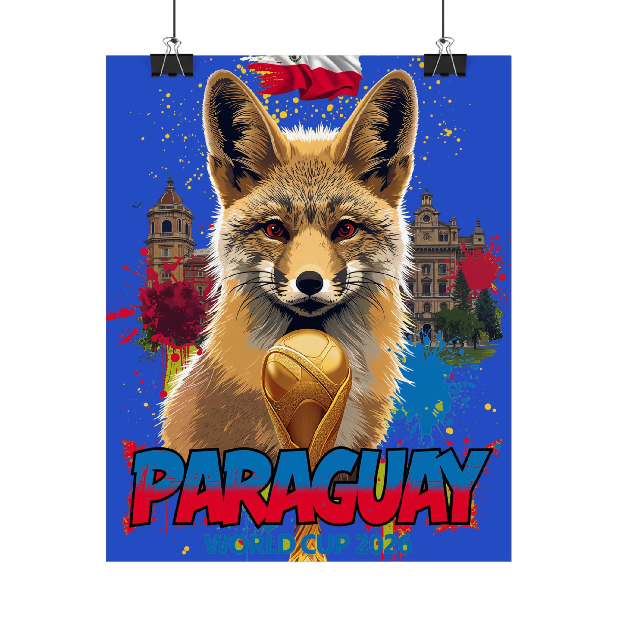 Title: Paraguay Soccer Poster 2026 World Cup Albirroja Wall Art Football Team