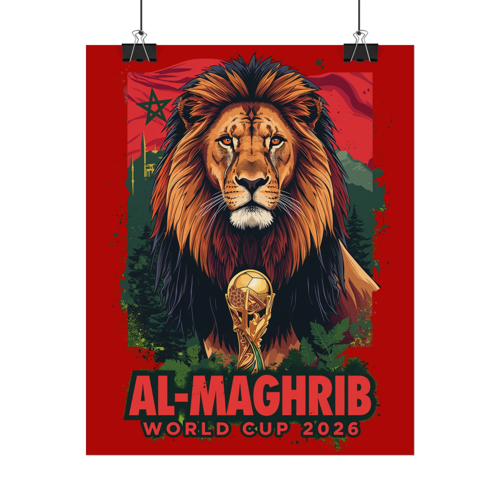 Morocco Soccer Poster 2026 World Cup Atlas Lions Wall Art Football Print