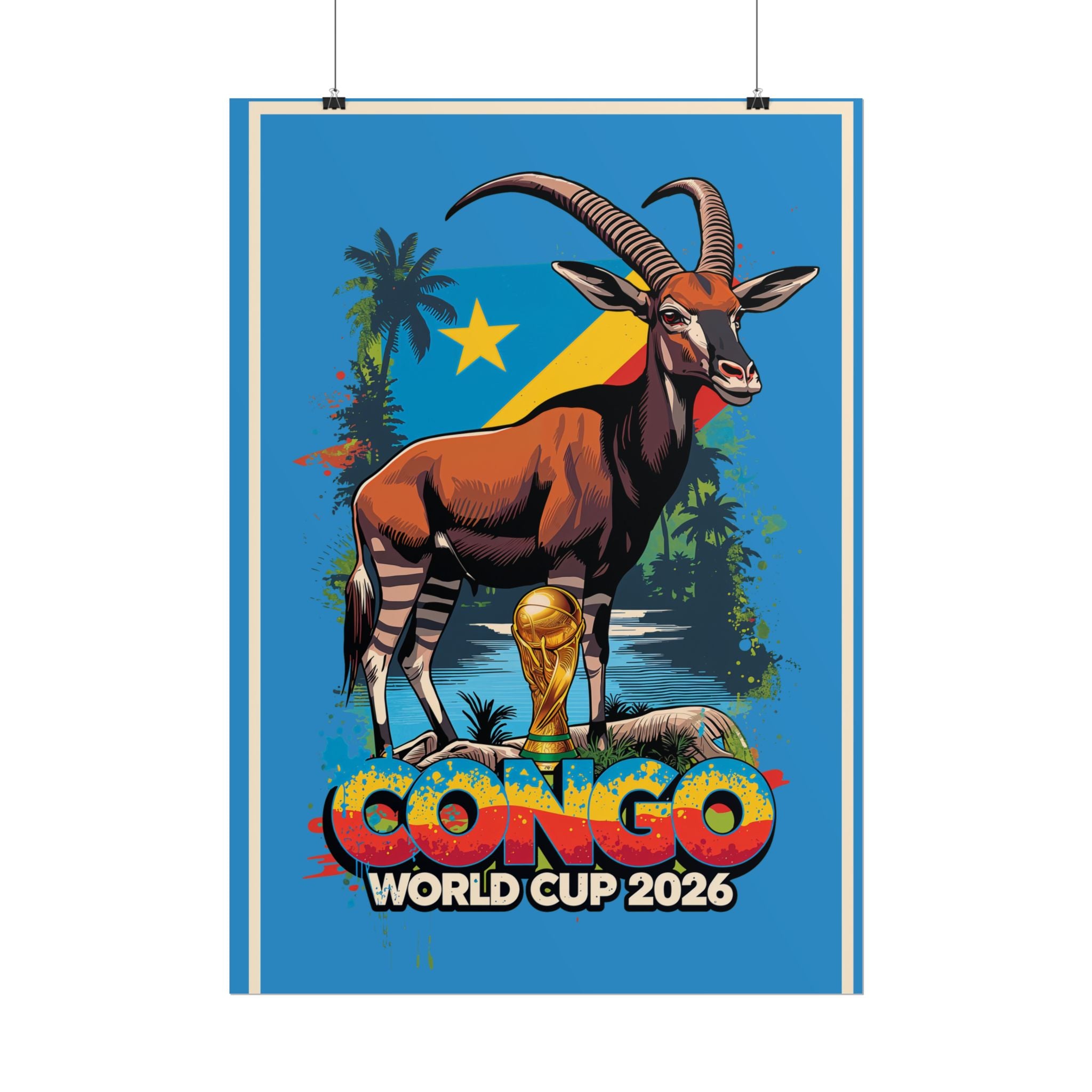 DR Congo Soccer Poster 2026 World Cup Leopards Wall Art Football Team Print