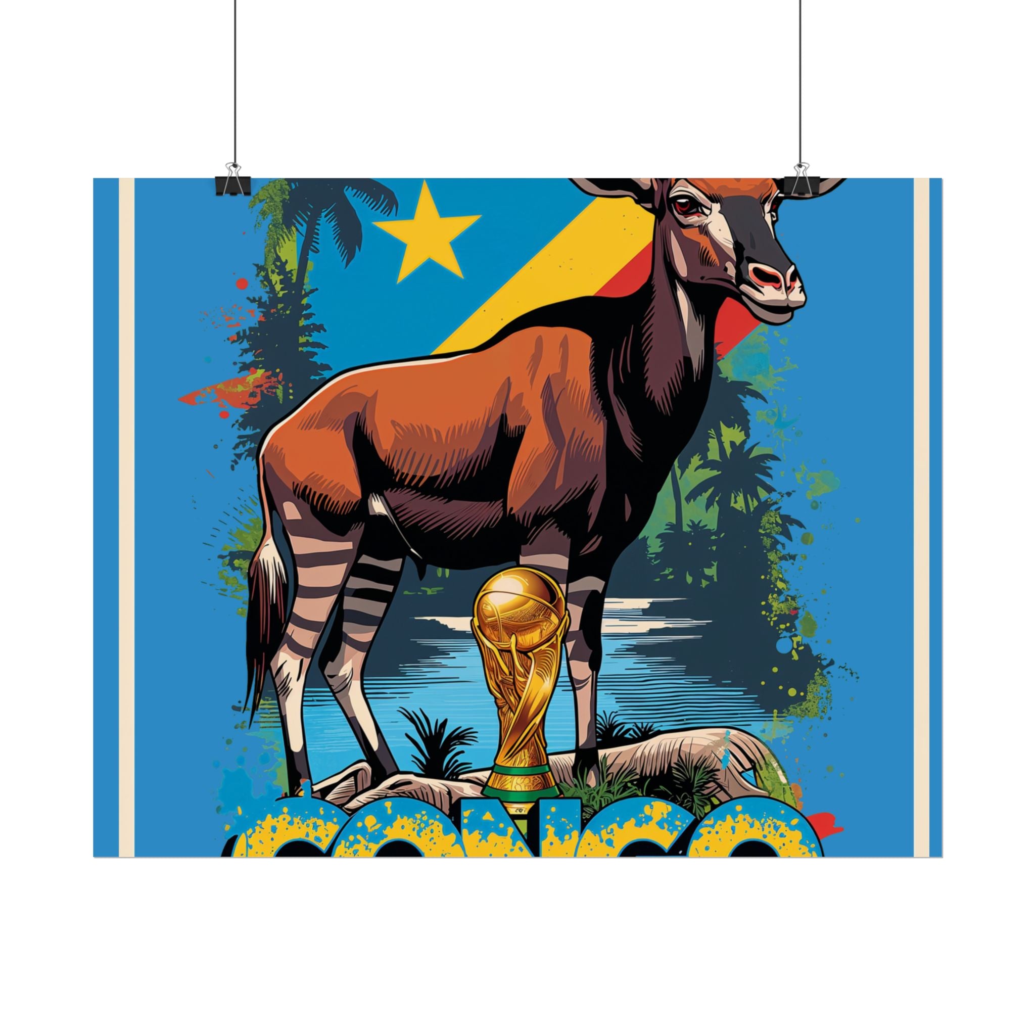 DR Congo Soccer Poster 2026 World Cup Leopards Wall Art Football Team Print