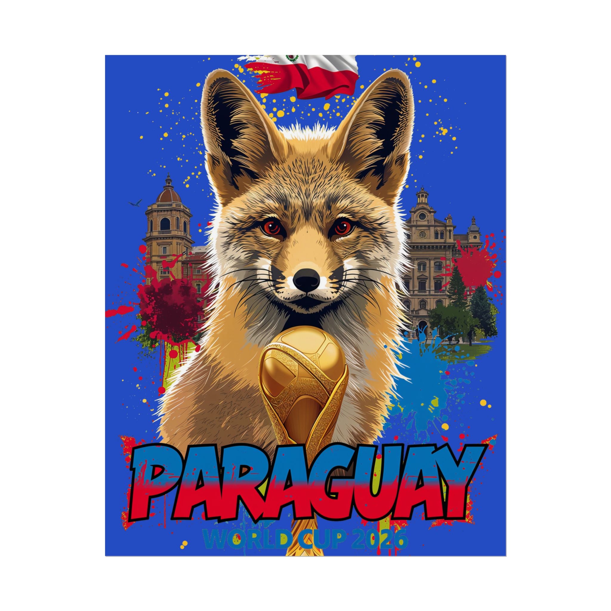 Title: Paraguay Soccer Poster 2026 World Cup Albirroja Wall Art Football Team