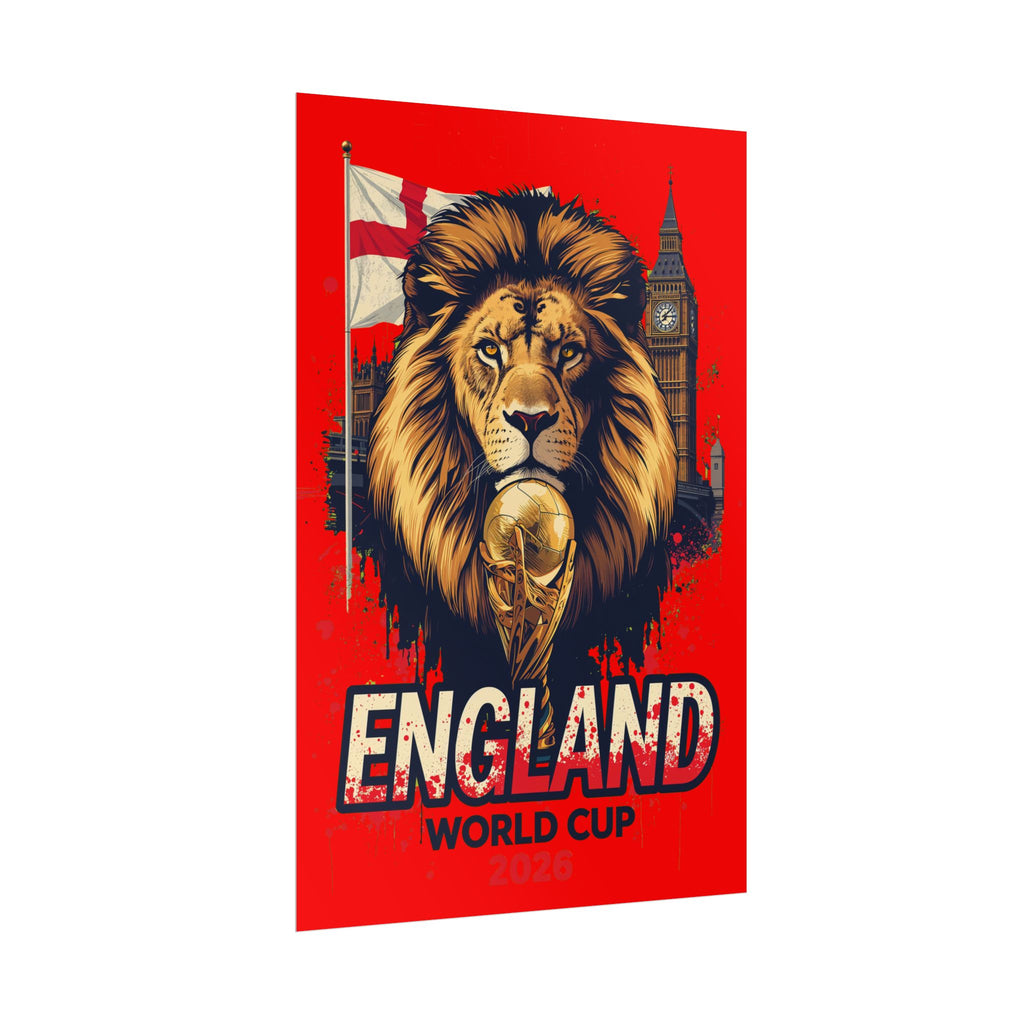 England Soccer Poster 2026 World Cup Three Lions Wall Art Football Print