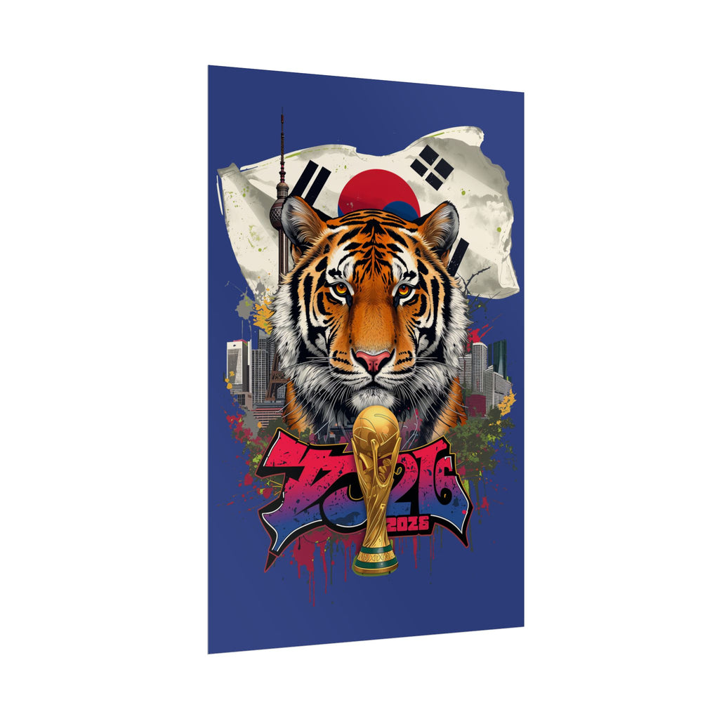 Rolled Poster — Korea World Cup Tiger Design with Trophy & Flag