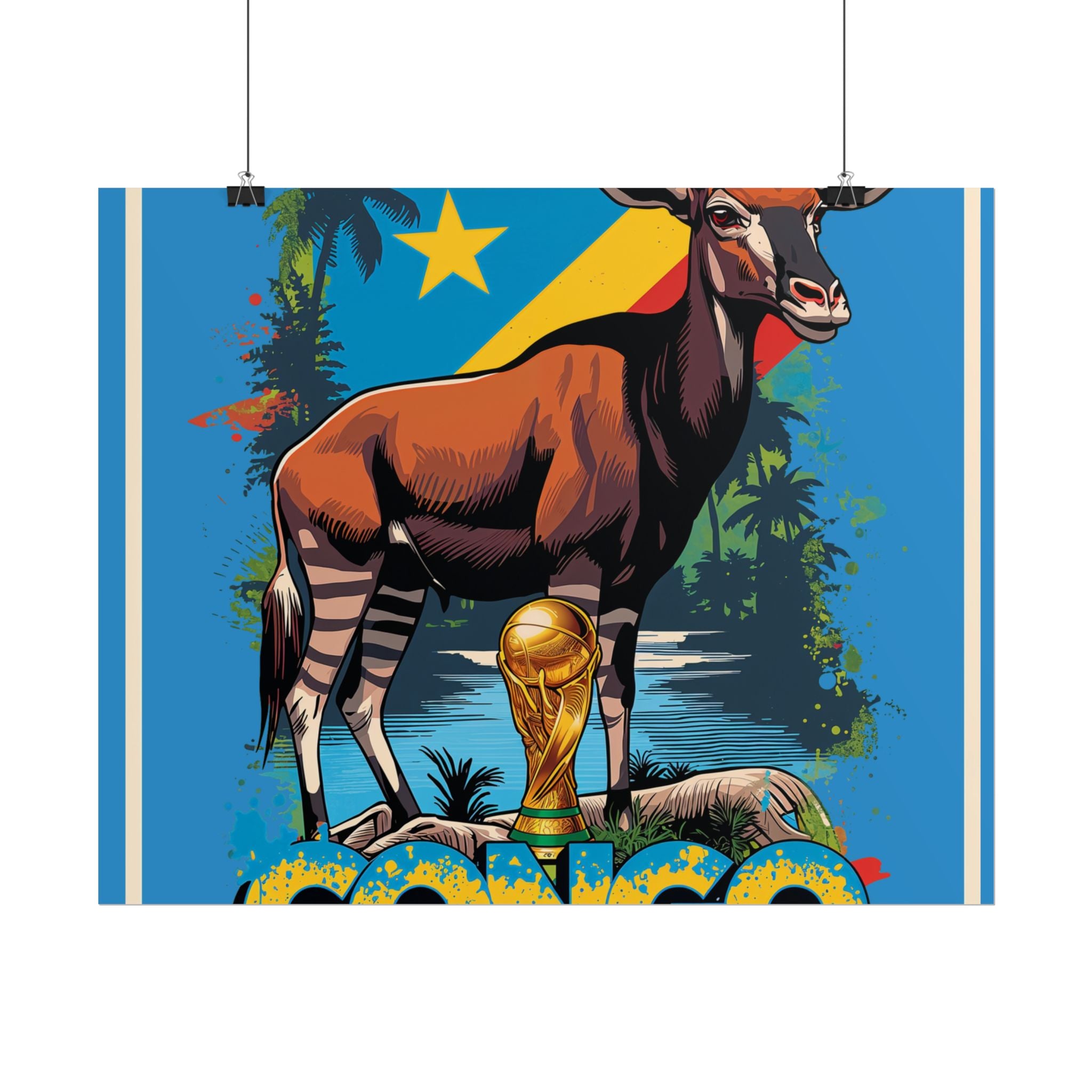 DR Congo Soccer Poster 2026 World Cup Leopards Wall Art Football Team Print