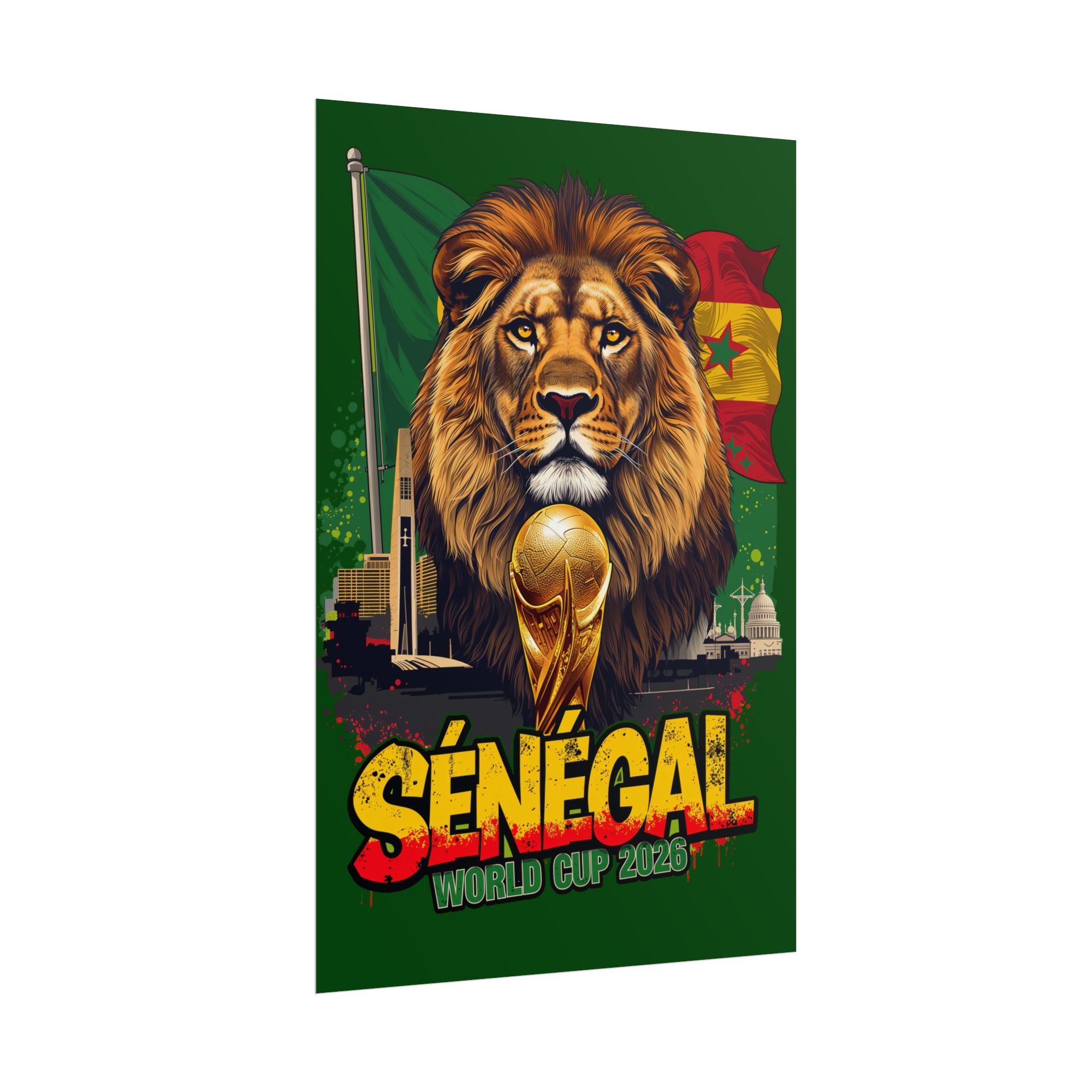 Senegal Soccer Poster 2026 World Cup Lions of Teranga Wall Art Football Print
