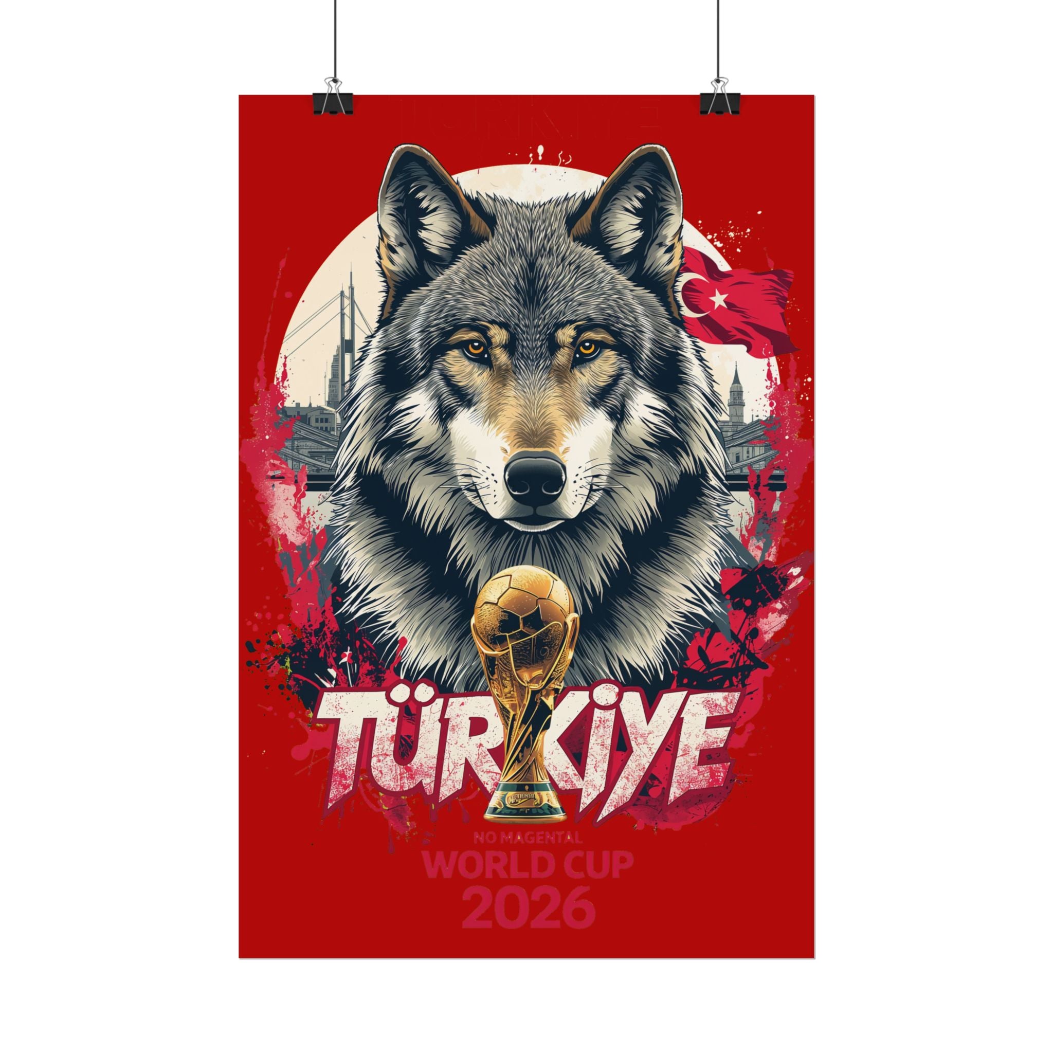 Turkey World Cup 2026 Wolf Poster — Türkiye Football Fan Art