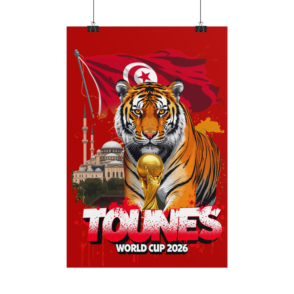 Tunisia World Cup 2026 Poster — Tiger & Trophy Rolled Poster