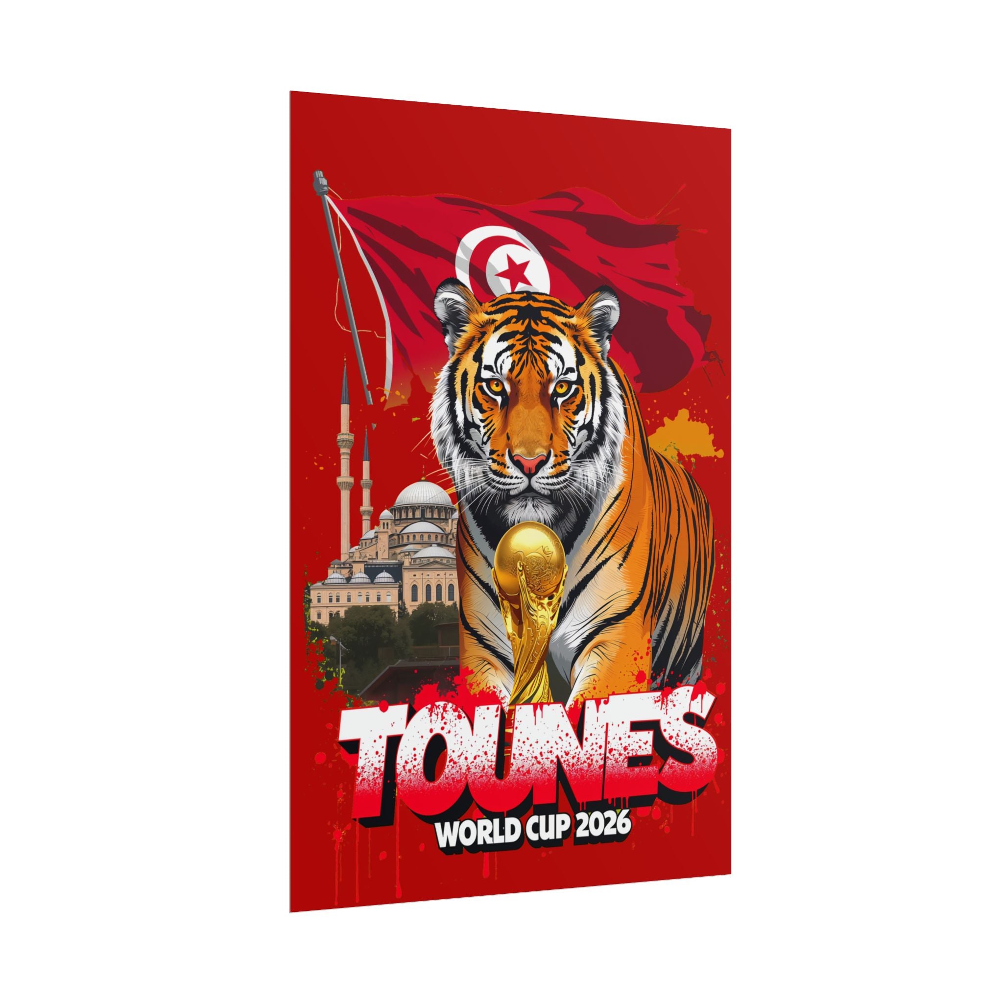 Tunisia World Cup 2026 Poster — Tiger & Trophy Rolled Poster