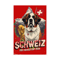 Switzerland FIFA World Cup 2026 Poster — St. Bernard Dog & Trophy Rolled Poster