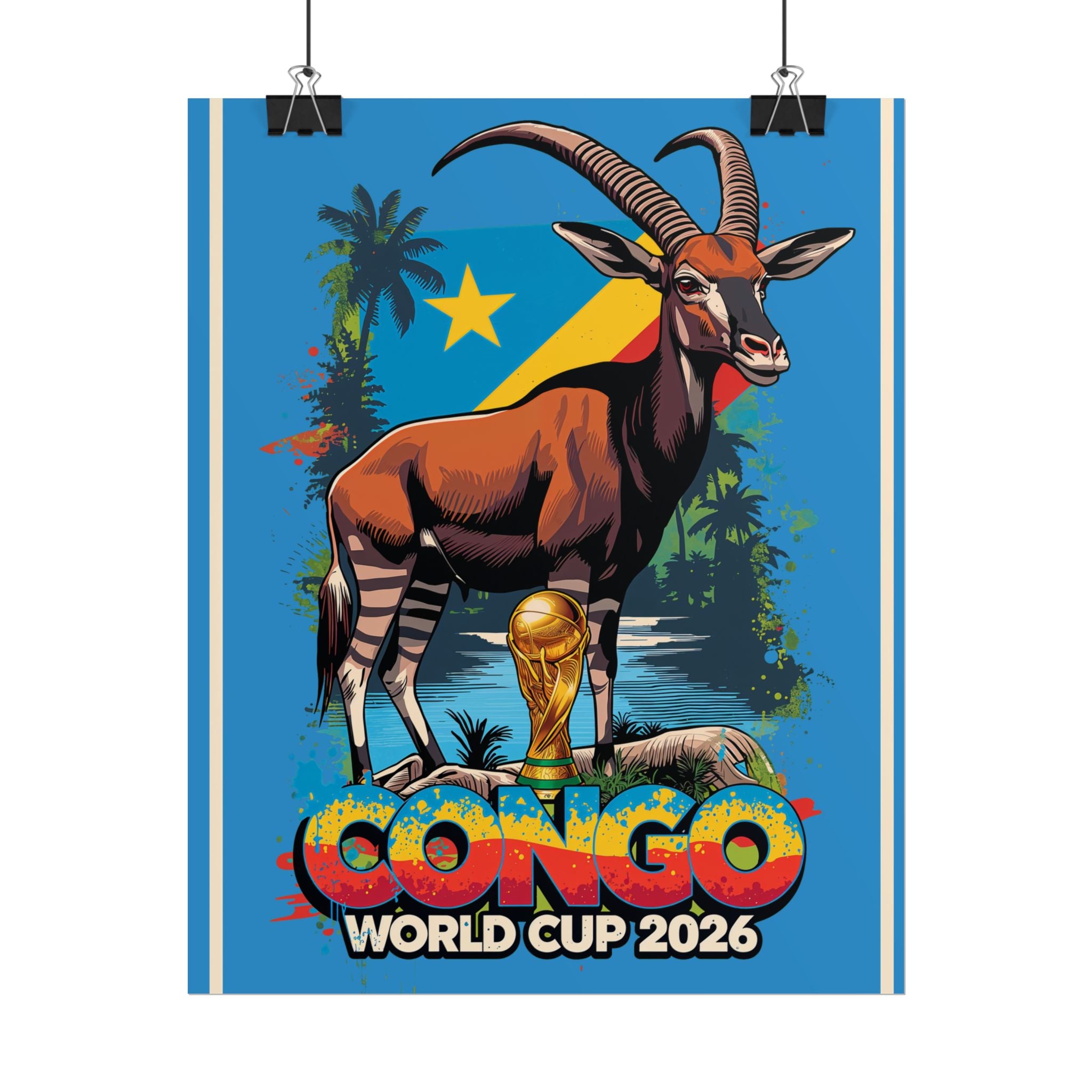 DR Congo Soccer Poster 2026 World Cup Leopards Wall Art Football Team Print
