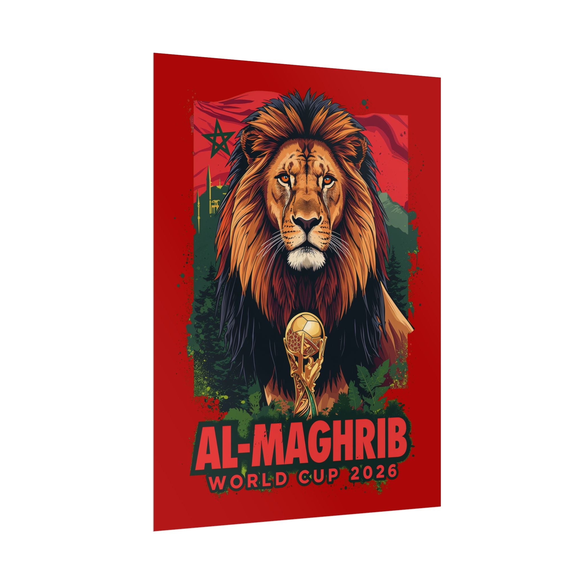 Morocco Soccer Poster 2026 World Cup Atlas Lions Wall Art Football Print