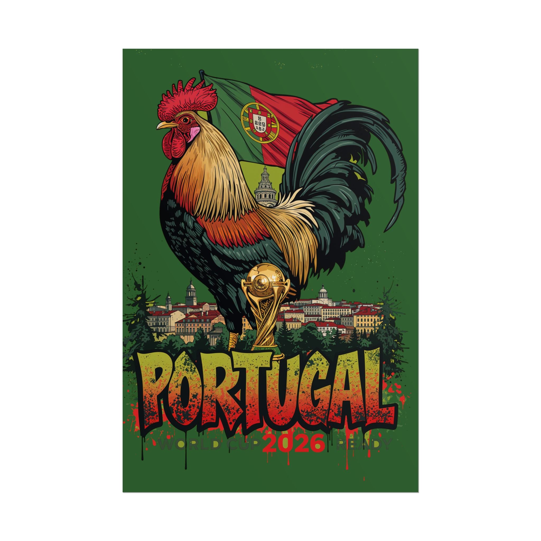 Portugal Rooster Poster — Vintage Galo de Barcelos Travel Print