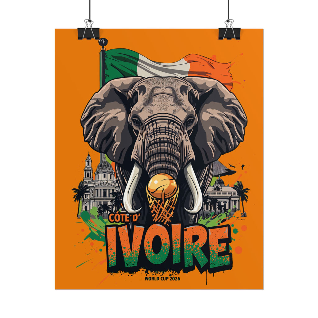 Ivory Coast Soccer Poster 2026 World Cup Elephants Wall Art Football Print