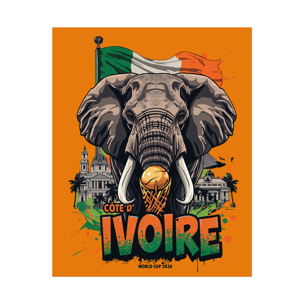 Ivory Coast Soccer Poster 2026 World Cup Elephants Wall Art Football Print