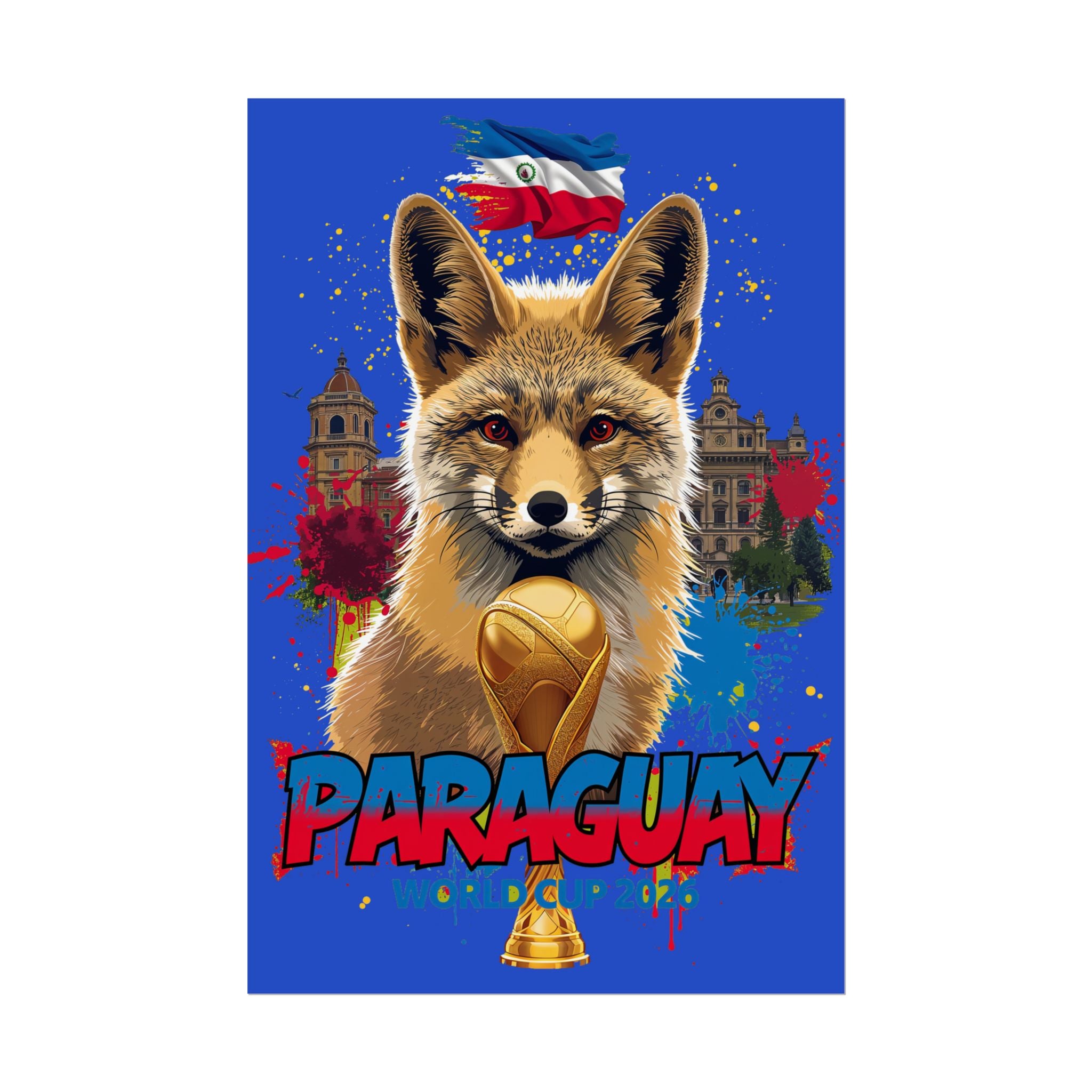 Title: Paraguay Soccer Poster 2026 World Cup Albirroja Wall Art Football Team