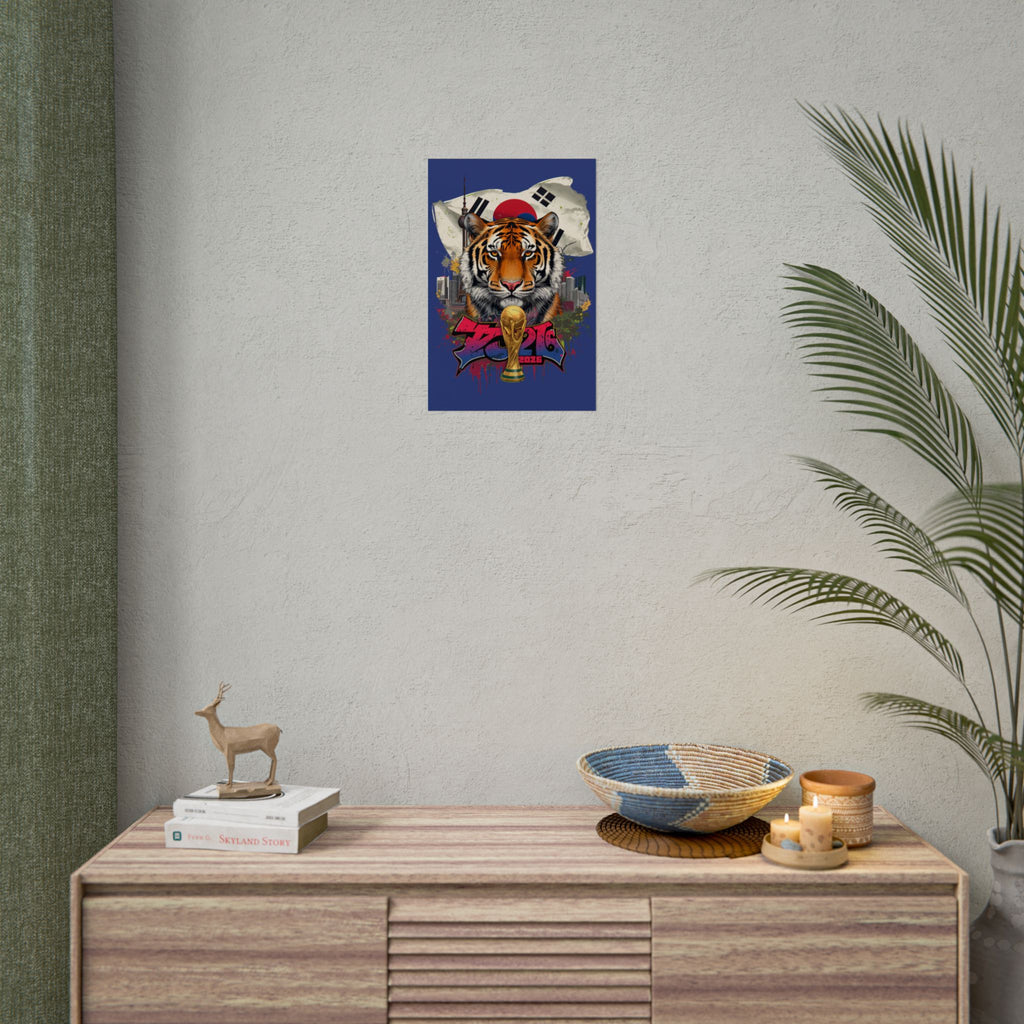 Rolled Poster — Korea World Cup Tiger Design with Trophy & Flag