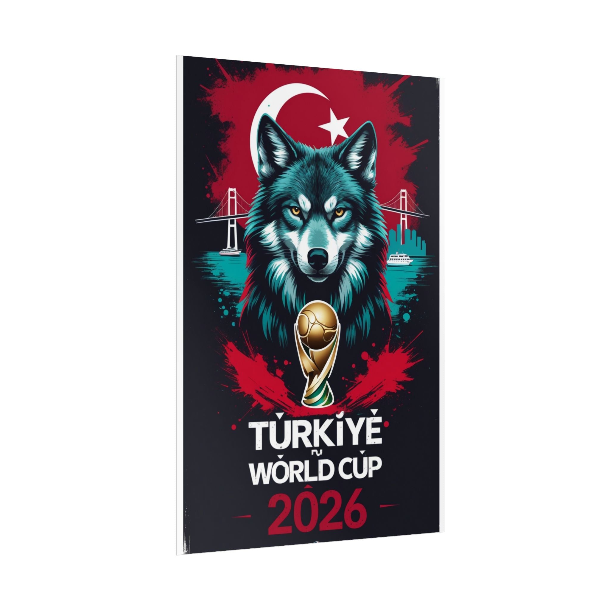 Turkey 2026 World Cup Wolf Poster - Rolled Sports Art Print