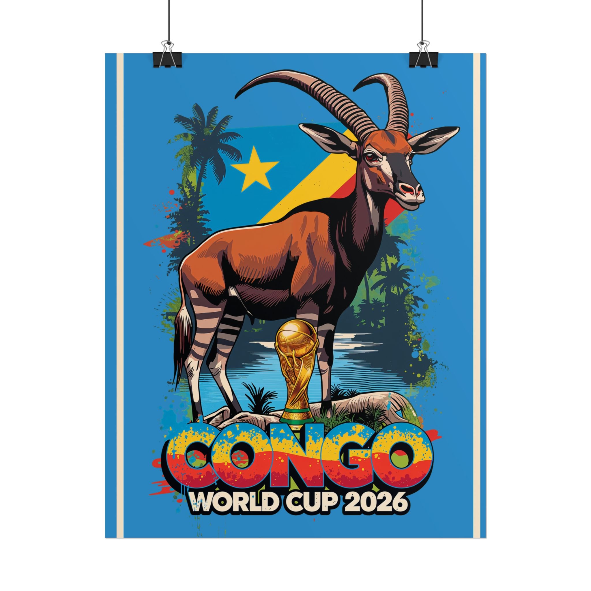 DR Congo Soccer Poster 2026 World Cup Leopards Wall Art Football Team Print