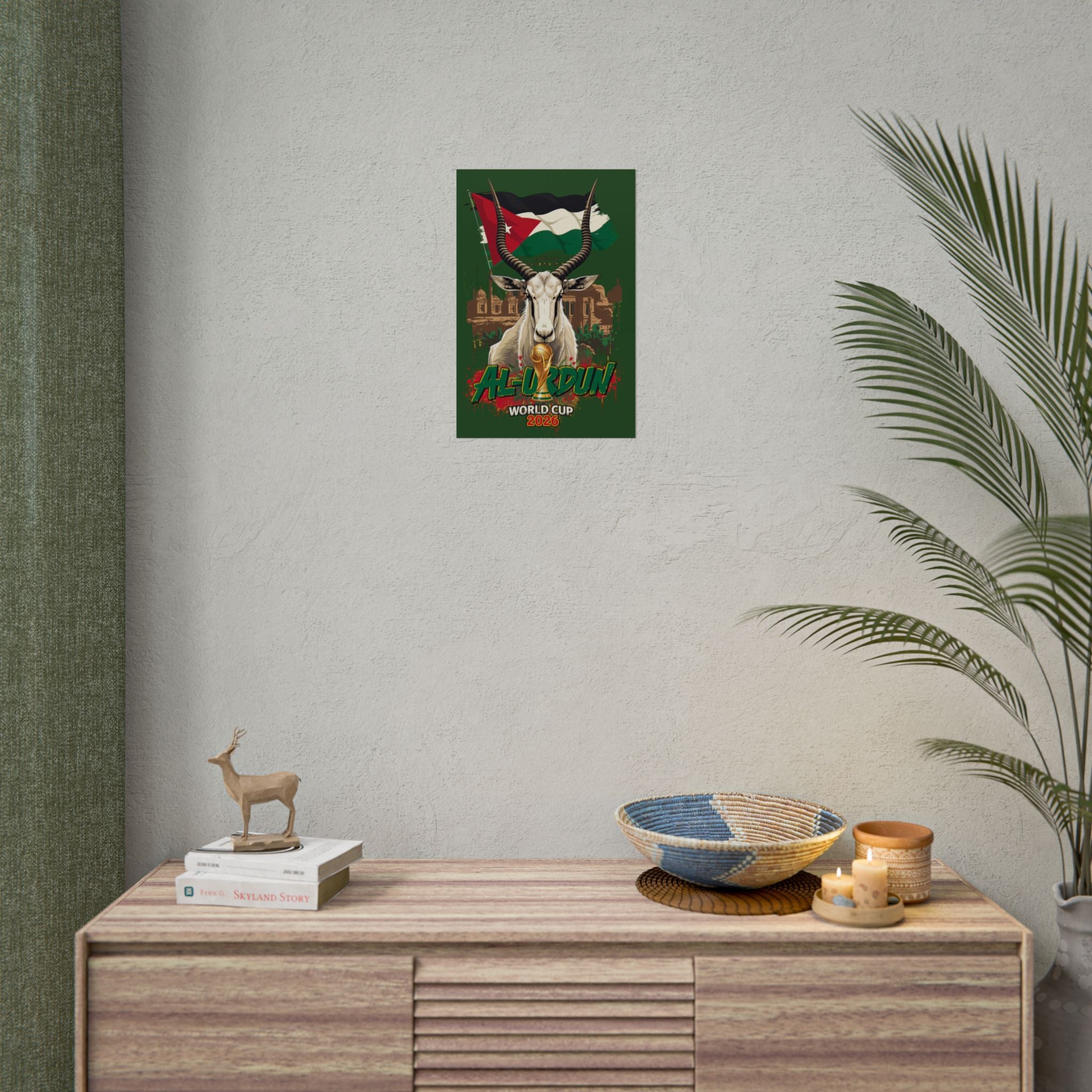 Rolled Poster — Al-Urdun World Cup 2026 Flag & Antelope Football Art