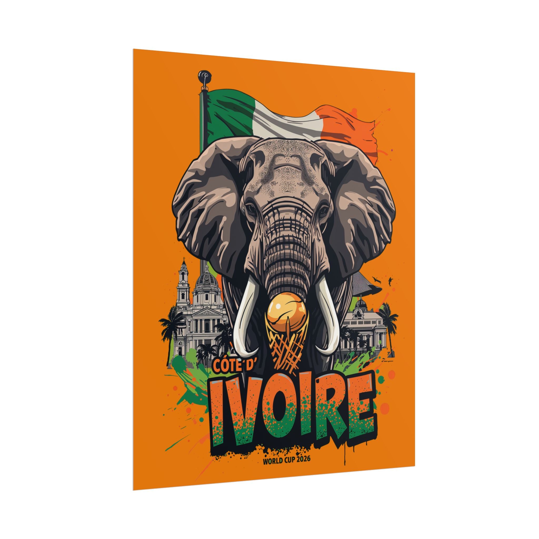 Ivory Coast Soccer Poster 2026 World Cup Elephants Wall Art Football Print