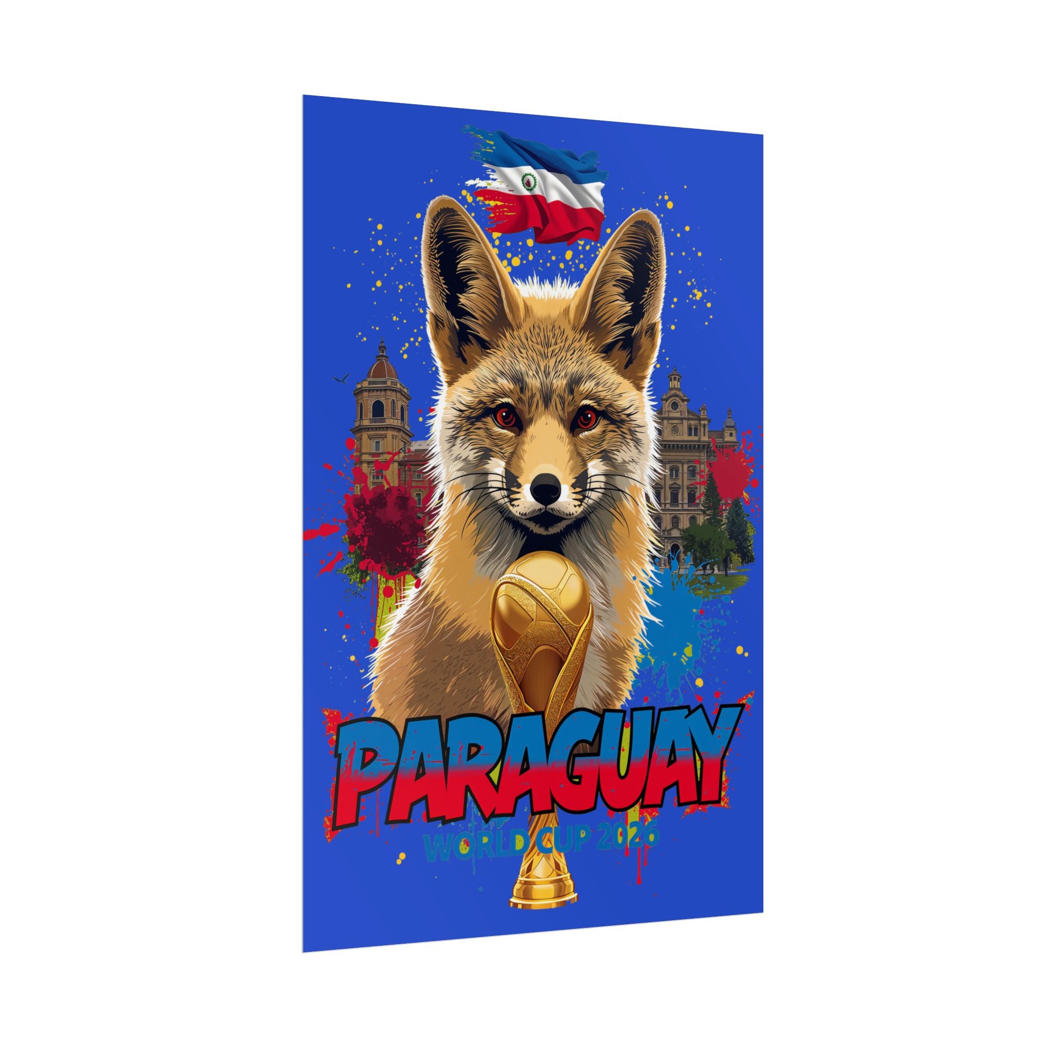 Title: Paraguay Soccer Poster 2026 World Cup Albirroja Wall Art Football Team