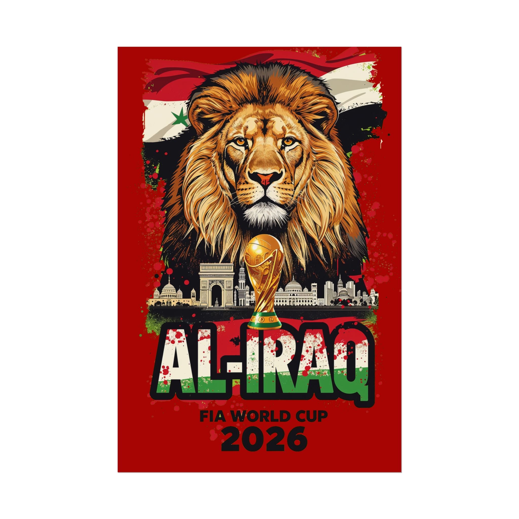 Al-Iraq FIFA World Cup 2026 Lion Poster — Rolled Sports Poster