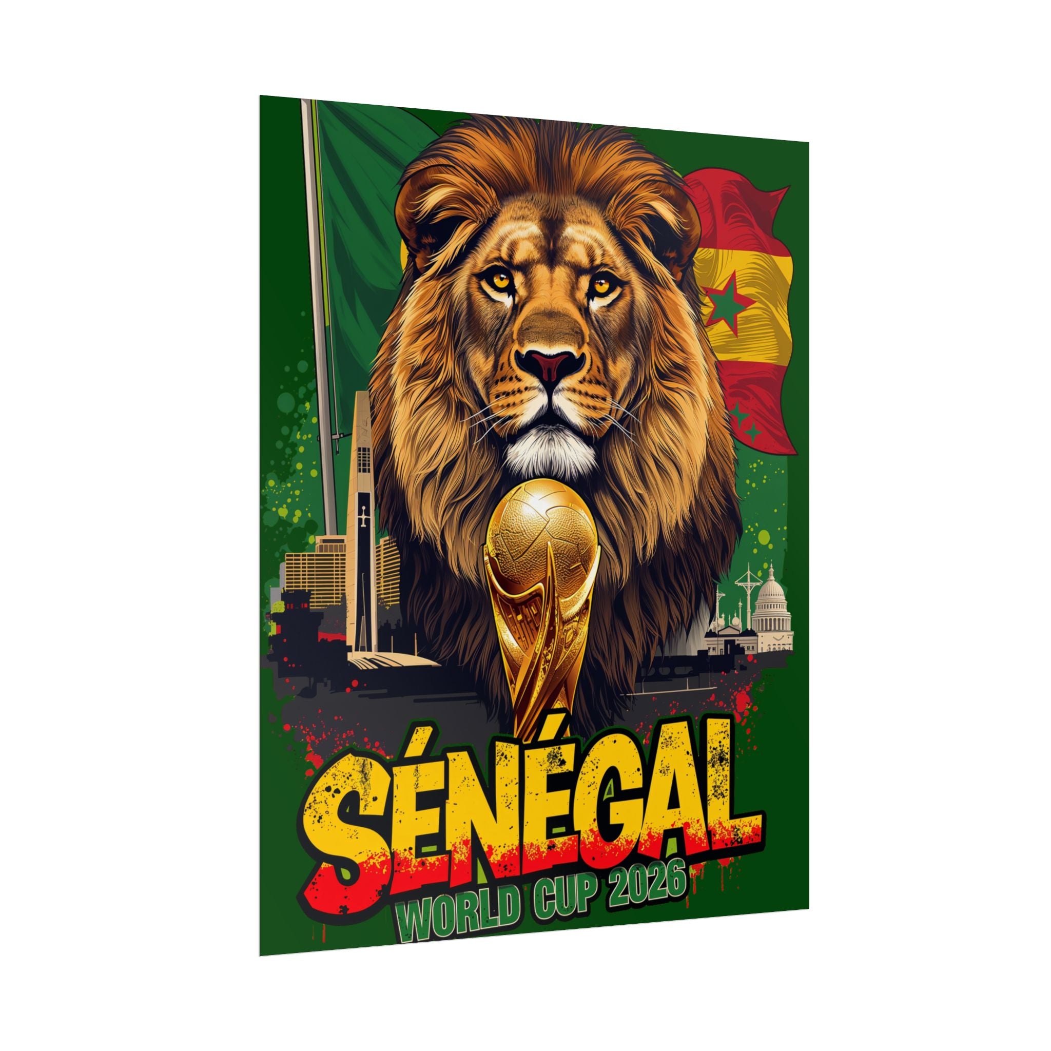 Senegal Soccer Poster 2026 World Cup Lions of Teranga Wall Art Football Print