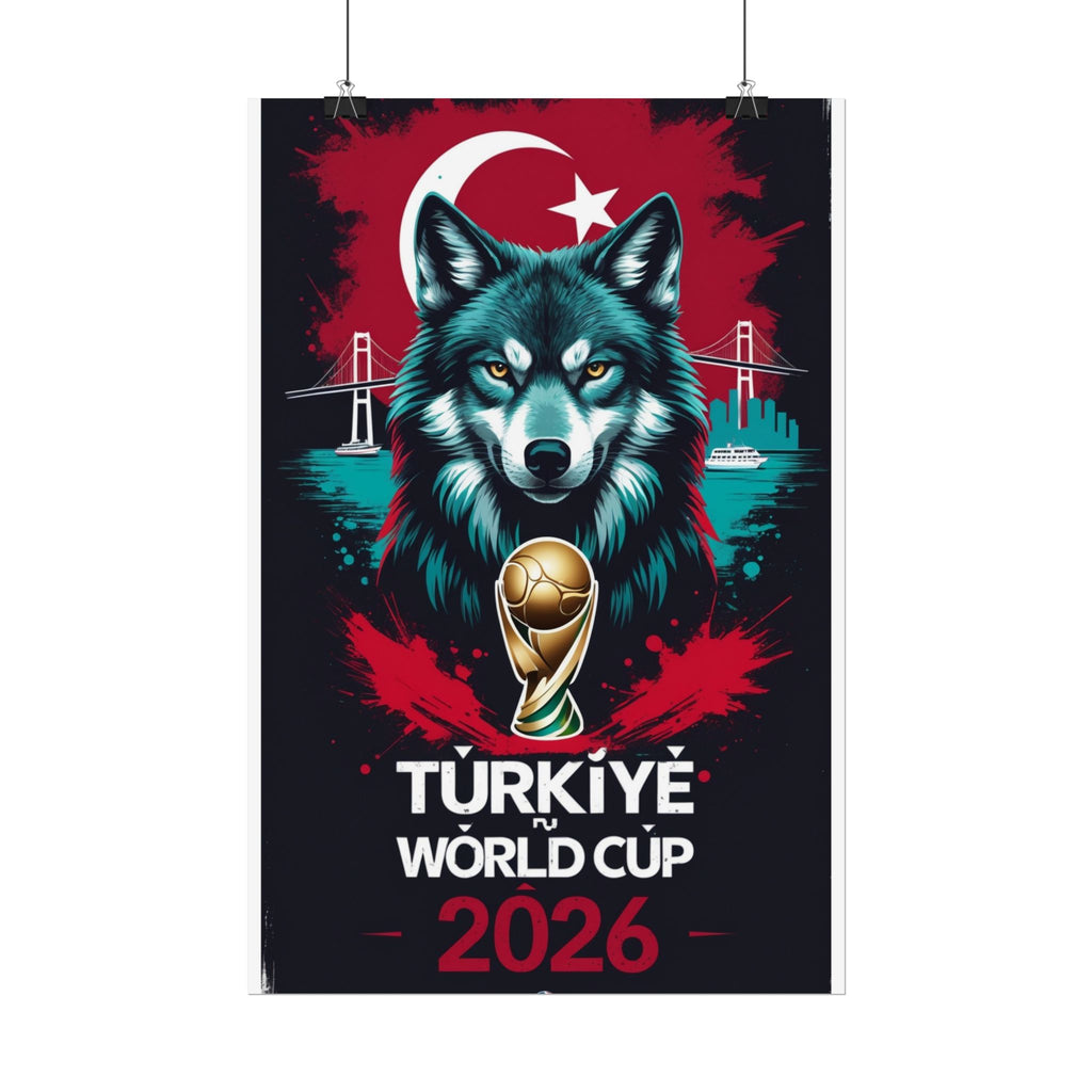 Turkey 2026 World Cup Wolf Poster - Rolled Sports Art Print