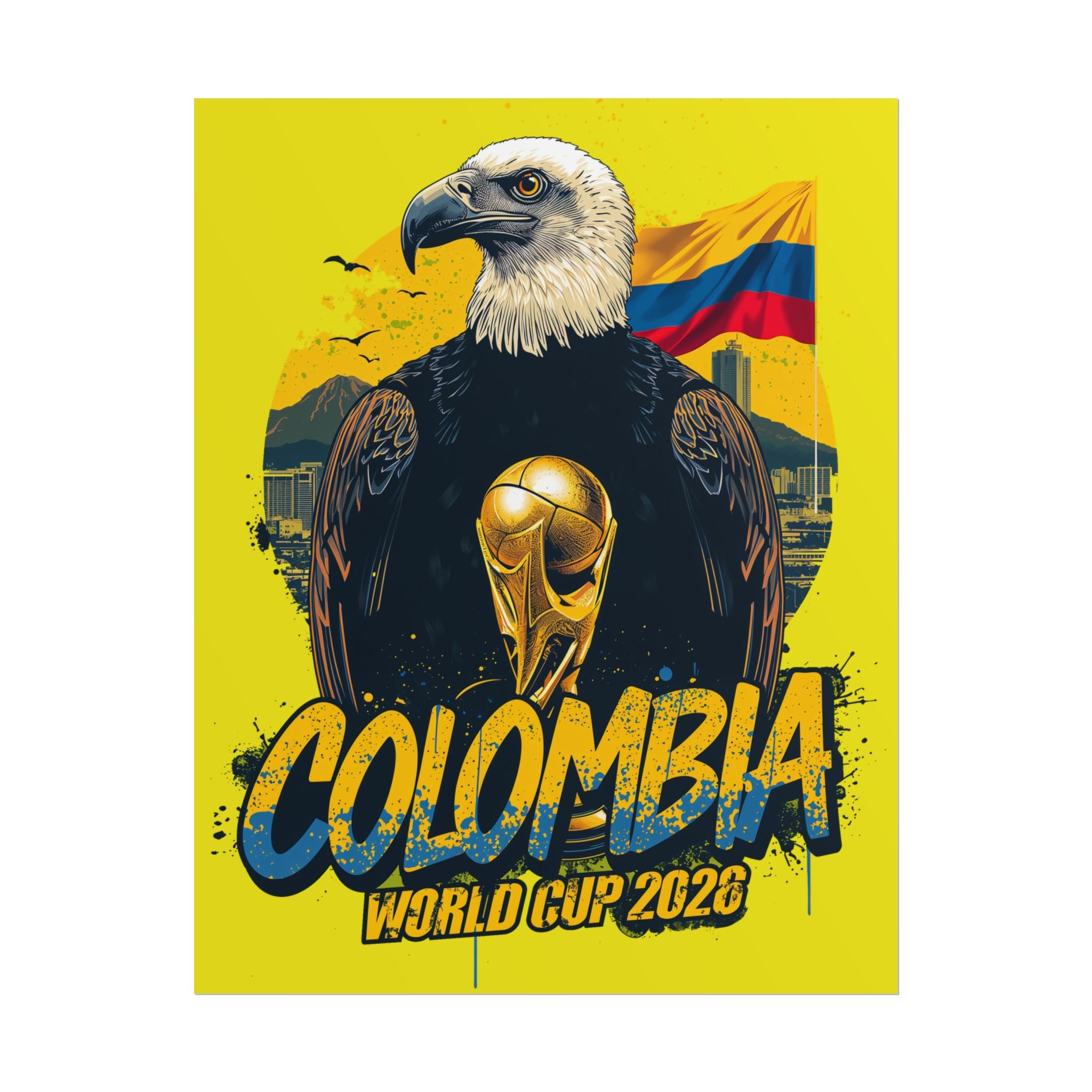 Colombia Soccer Poster 2026 World Cup Los Cafeteros Wall Art Football Print