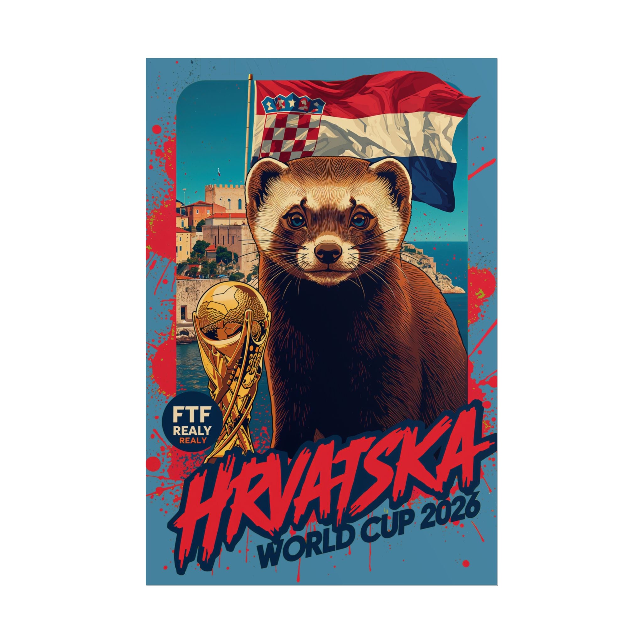 Rolled Poster — Hrvatska World Cup 2026 Ferret Flag Art