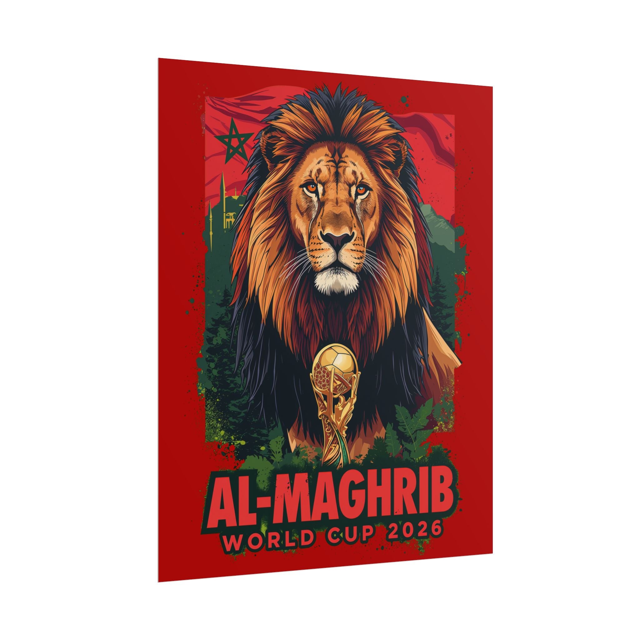 Morocco Soccer Poster 2026 World Cup Atlas Lions Wall Art Football Print