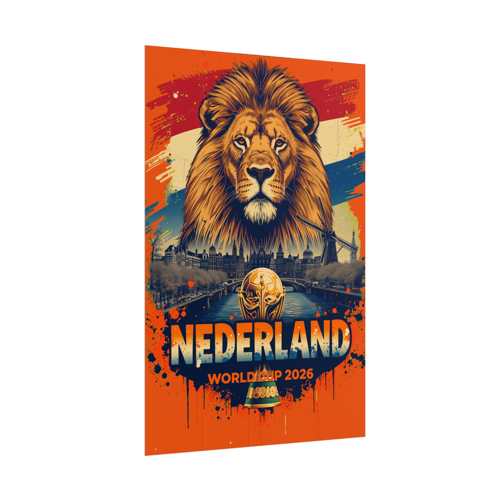 Netherlands World Cup 2026 Lion Poster — Oranje Football Stadium Art (Rolled Poster)