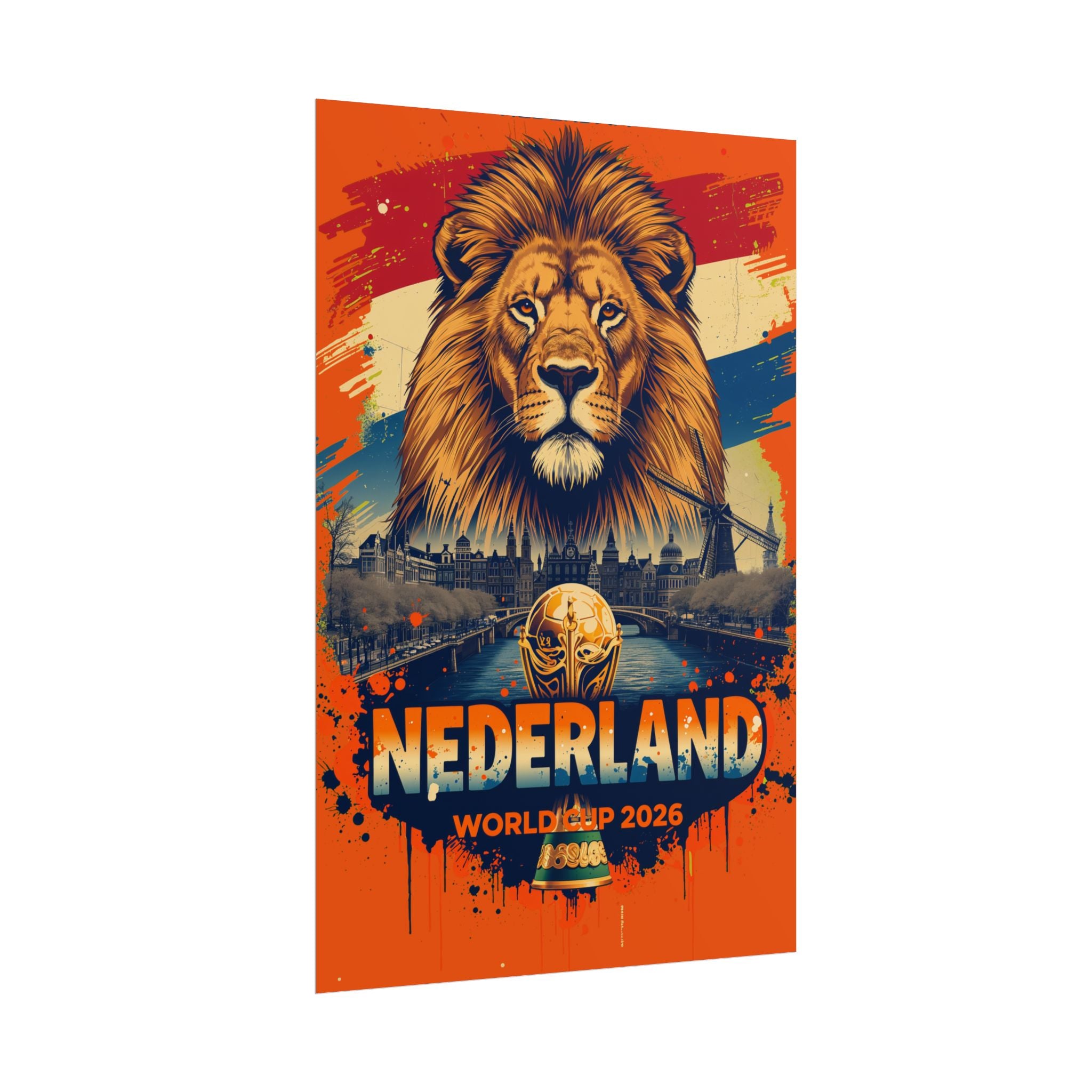 Netherlands World Cup 2026 Lion Poster — Oranje Football Stadium Art (Rolled Poster)